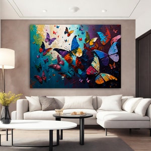 Colorful Butterfly Canvas Painting, Colorful Butterfly  Canvas, Butterfly Wall Decor, Butterfly Canvas Wall Art