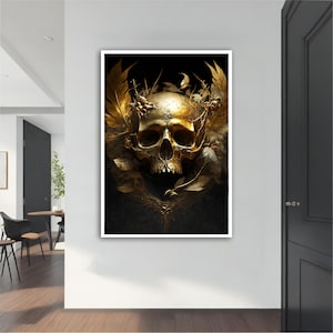 Skull Canvas Painting, Skeleton Canvas Painting, Skull Canvas Decor , Modern Home Decor, Skull Art