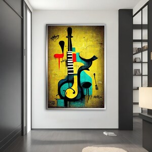 Violin Canvas wall art, Patterned Violin Wall Decor, Music Canvas Print, Violinist Gift, Musician Canvas Wall Art, Modern Canvas Art