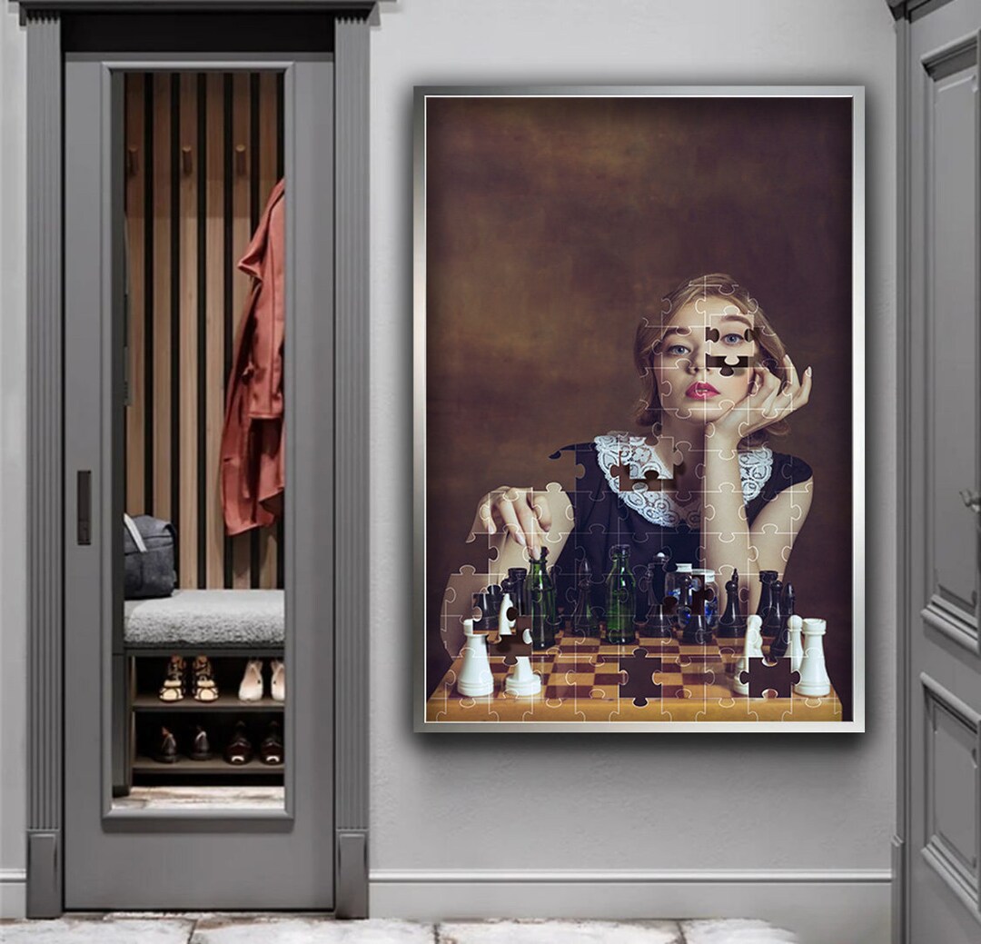 Tableau Toile Faust Et Méphistophélès Jouant Aux échecs - Imprimé Sur Cadre Bois, Prêt à Accrocher