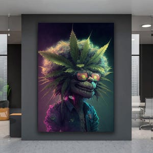 Canvasafdruk marihuanakarakter, marihuanaposter, canvas strip stripfiguur canvaskunst, modern canvas schilderij, cadeaus voor kerst