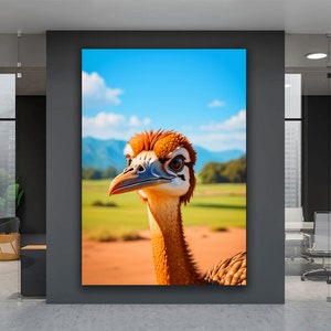 Ostrich Canvas Painting, Ostrich Bird Animal Canvas Print, Ostrich Wall Art, Birds Canvas Art,  Farmhouse Decor Wall Art, Animal Wall Decor