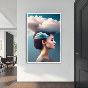 Cloudy Woman Abstract Art, Woman Wall art, Art print, Canvas wall art, Abstract Art, Modern Wall Art, Living Room Wall Art,