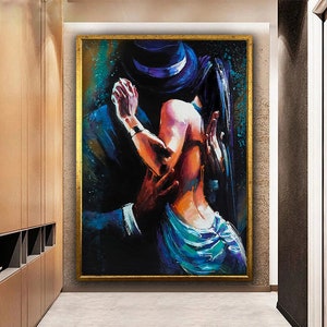 Tango Couple Canvas Painting, Romance Couple Wall Art, Dancing Couple Canvas, Dance Poster, Tango Canvas, Tango Dance Wall Art