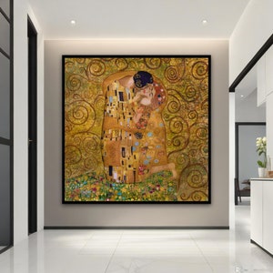 Gustav Klimt  Canvas, The Kiss Wall Art, Romantic Canvas, Vintage Wall Art, The Kiss Canvas, Reproduction Art