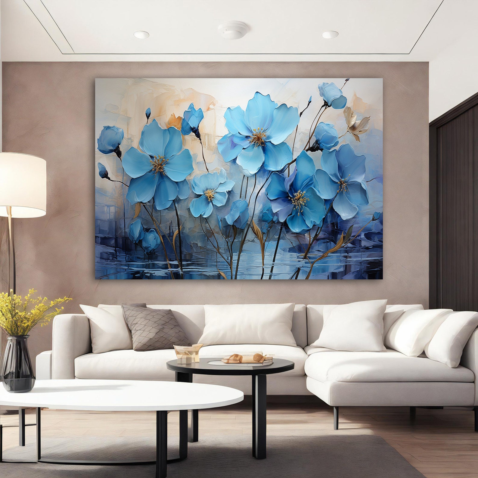 Blue Flower Canvas Art, Blue Violets Wall Art, Flower Botanical Canvas