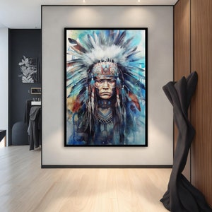 American Indian Girl Wall Art, Canvas Painting Women, Wall Decor Pop Art, Modern Wall Art, Wall Art, Ethnic Canvas wall art,