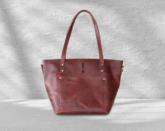 Leather Tote Bag For Women, Brown Tote With Shoulder Strap, Shoulder Bag, Handbag Handles, Tote Bags, Personalized Tote Bags