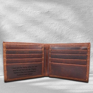Personalized Leather Wallet, Engraved Leather Wallet, Customized Leather Wallet, Anniversary Gift For Husband, Boyfriend, Leather Gift