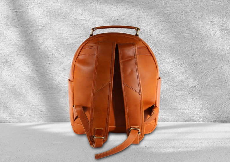 Daily Leather Backpack Bag, Personalized Leather Backpack, Travel Backpack Rucksack, Leather Backpack for Laptop, Valentine Gift for Her image 4