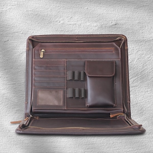 Portafolio personalizado, Portafolio personalizado con cremallera, Padfolio personalizado, Regalo empresarial, Portafolio de cuero personalizado