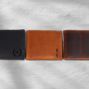 Cartera de cuero grabada personalizada: regalo perfecto para el día del padre y los padrinos de boda, regalo personalizado para el día de San Valentín