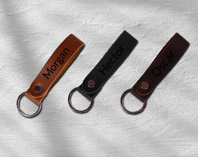 Personalized Leather Keychain, Custom Leather Keychain, Monogrammed Leather Keychain