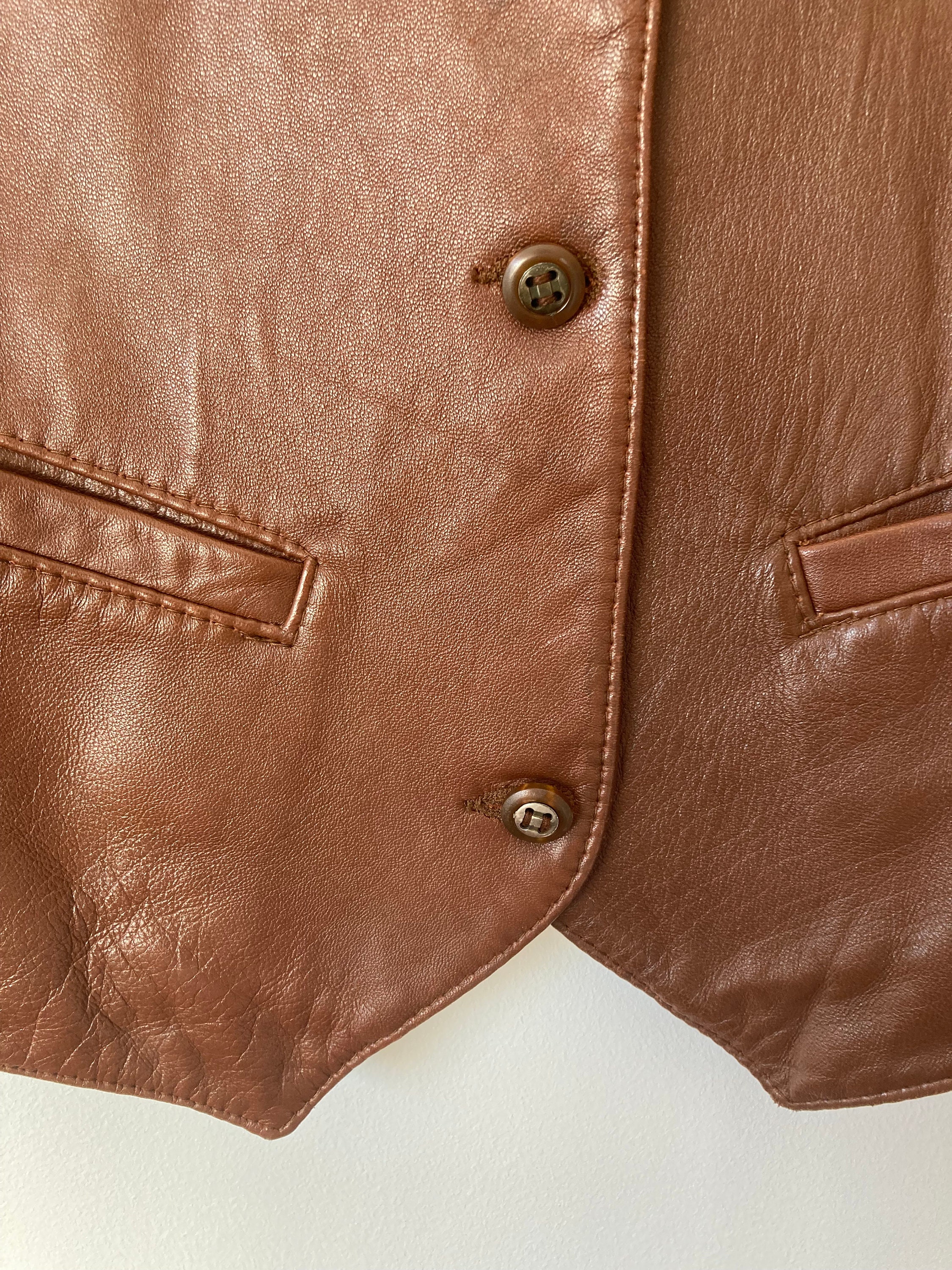 Front Pocket Leather Waistcoat
