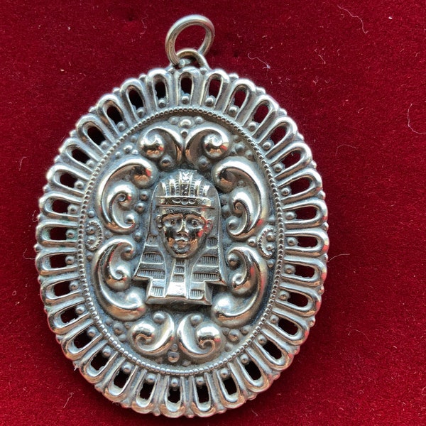 Vintage Silver Medallion with Pharao Figure