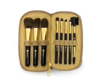 Wooden eight-piece make-up brush kit