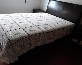 Vintage handmade crochet bedspread