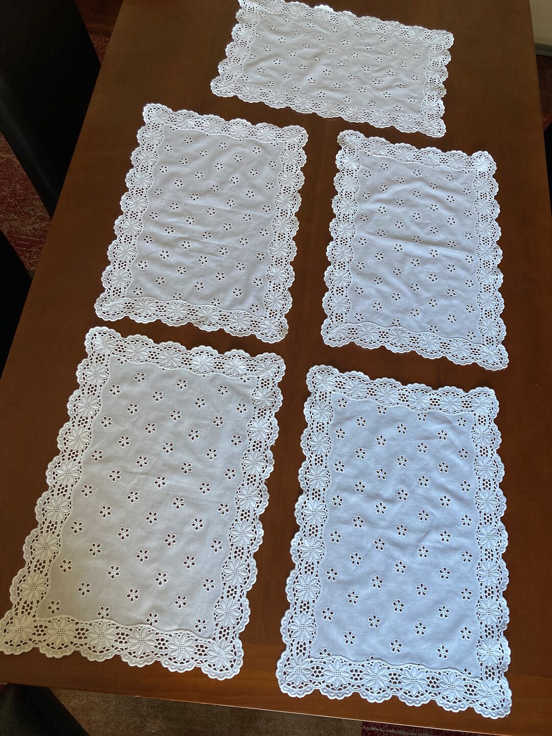 Set of 5 English Embroidered Tablecloths Etsy