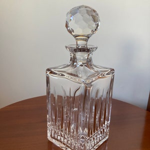 Atlantis Crystal Square Whiskey Decanter with Large Diamond Stopper