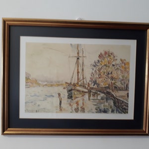 Print of Bayonne in a wood frame. EU only free shipping.
