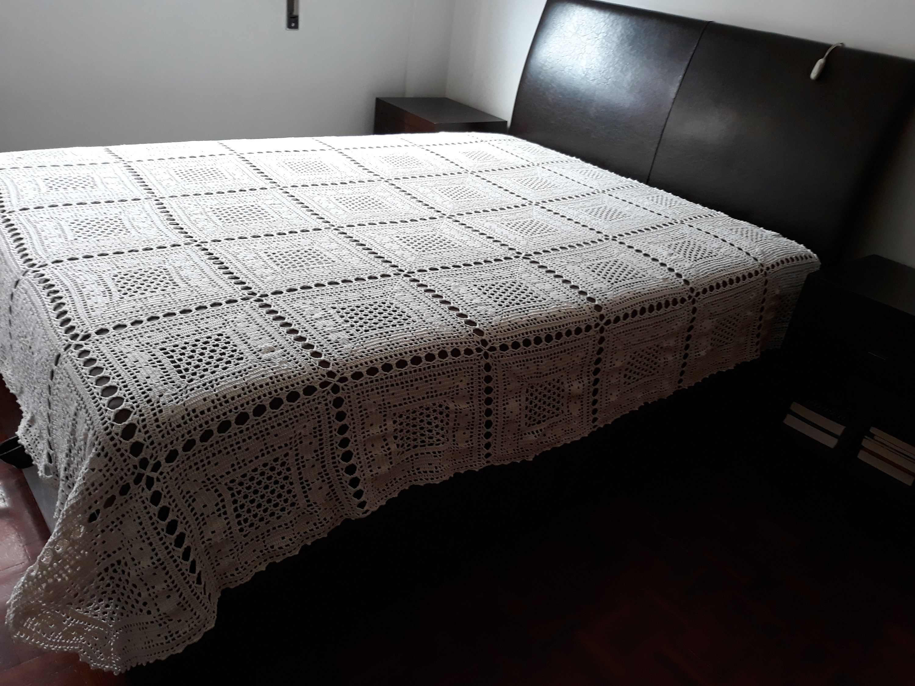 Vintage Handmade Crochet Bedspread Etsy