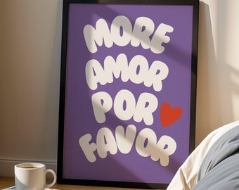Más arte de pared Amor por favor / Póster maximalista morado Sunshine - Arte de pared ecléctico moderno Descarga digital / Cita de amor - Arte imprimible