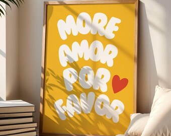 Más arte de pared Amor por favor / Póster maximalista amarillo Sunshine - Arte de pared ecléctico moderno Descarga digital / Cita de amor - Arte imprimible
