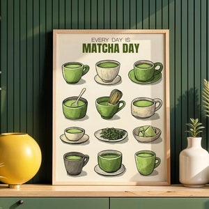 Matcha Tea Wall Art - Retro Printable Decor - Japanese Tea Poster - New Home Gift - Aesthetic Kitchen Artwork - Minimalist Matcha Print