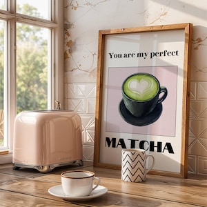 Matcha Latte Kunstdruck: Minimalistisches Küchen Dekor (Digitaler Download)