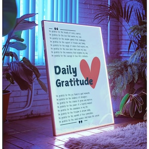 DAILY GRATITUDE Retro Quote Poster for Dorm Office Bedroom for Room Decor | Yoga studio | School Positivity Happy Grateful Positive poster