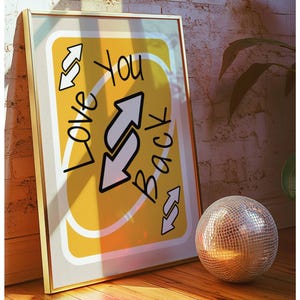 Love You Back Print, arte de parede retrô vermelha para impressão, arte de parede de cartas de baralho, decoração de parede elegante para o dia dos namorados, arte de parede moderna