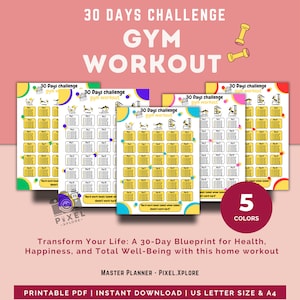 30 Day Gym Workout Challenge: Fitness Planner (Printable Digital Product)