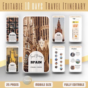 Editable Mobile Travel Itinerary Template: 10-Day Planner (Canva)