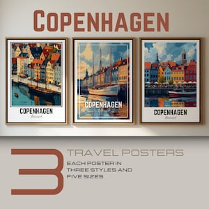 Copenhagen Travel Poster Set: Retro Denmark Art Prints (Digital Download)