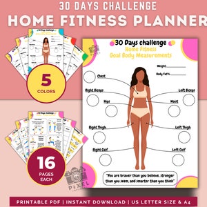 30 Day Home Workout Planner: Fitness Challenge Calendar (Digital File)