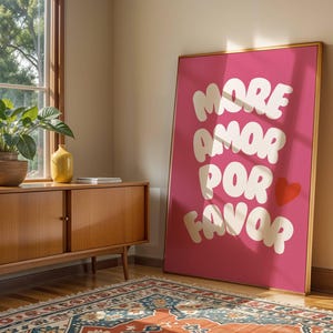More Amor Por Favor Print: Pink Eclectic Wall Art (Digital Download)