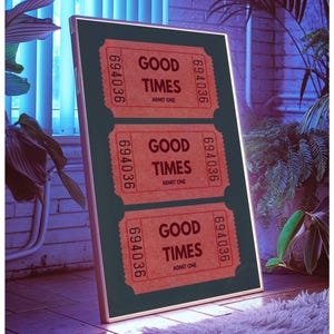 Retro Good Times Ticket Wall Art, Printable Trendy Ticket Art Print, Bar Cart Wall Decor, Motivational Quote Print, Admit One Fair Ticket