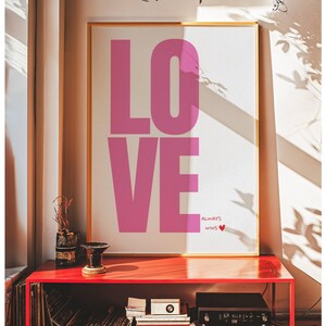 Love Art Print, Retro 70s Love Poster, Trendy Wall Print, Y2K Preppy Aesthetic, Typography Print, Printable Art, Digital Print, Neutral Art