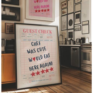 Funny Chef Guest Check Print: Kitchen Wall Art (Digital Download)