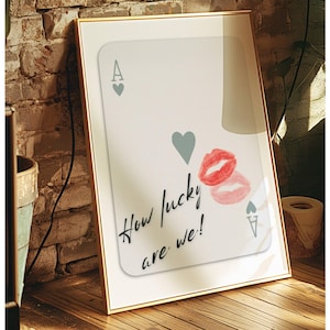 Ace of Hearts Wall Art Print How Lucky Are We Trendy Poster,  Retro Trendy Aesthetic Print, Sage Green Playing Card Poster, Poker Print
