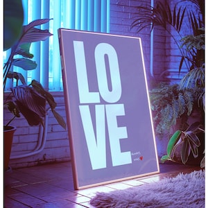 Love Art Print, Retro 70s Love Poster, Trendy Wall Print, Y2K Preppy Aesthetic, Typography Print, Printable Art, Digital Print, Neutral Art