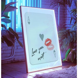 Ace of Hearts Wall Art Print, Love You Most Trendy Poster, Retro Trendy Aesthetic Print, Sage Green Playing Card Poster, Poker Digital Print