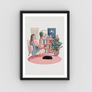 Reading Corner | Cozy Moon Magic | Digital Wall Art Print | Sacred Space | Home Decor | Bookworm Nook