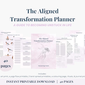 Aligned Transformation Planner | Guided Workbook | Printable Self-Discovery Journal | Mind Body Soul | Life Reset | Spiritual Growth