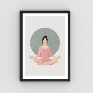 Meditation Wall Art Printable | Feminine Yoga Illustration | Digital Download Self Care Decor | Boho Art Print