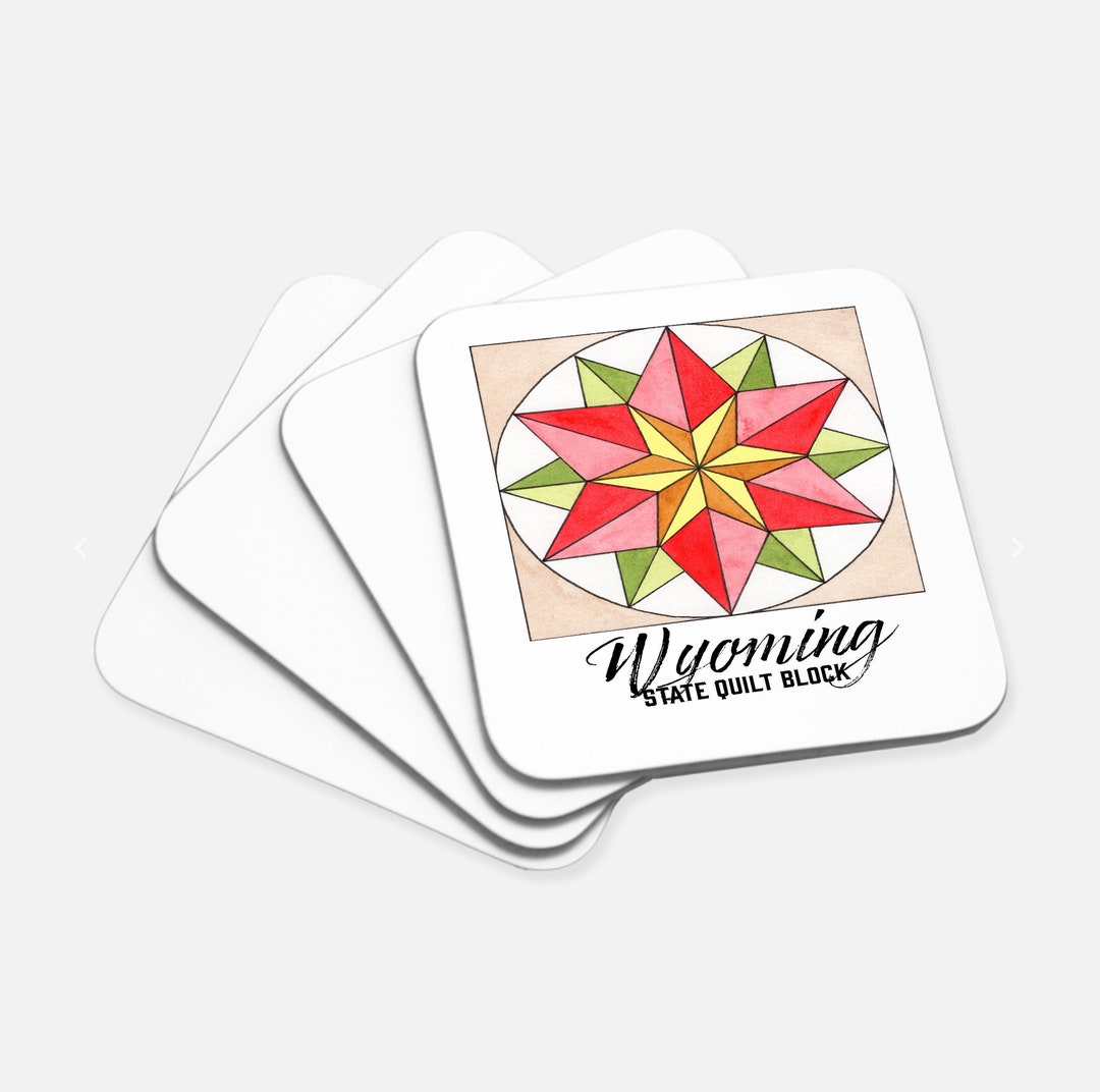 Wyoming State Quilt Block Coaster 4pk Quilter Gift Quilt Etsy