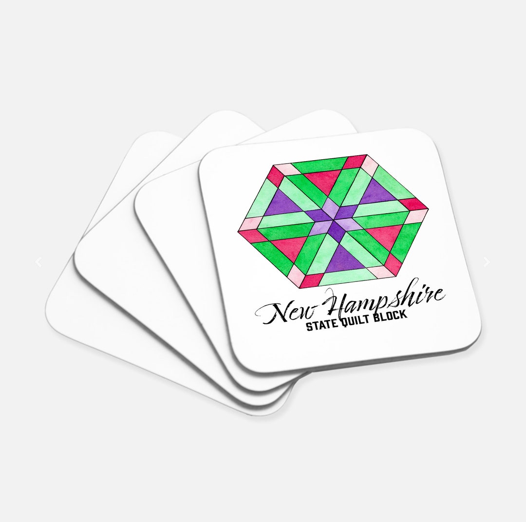 New Hampshire State Quilt Block Coaster 4pk Quilter Gift Etsy