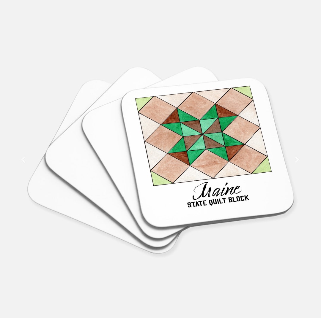 Maine State Quilt Block Coaster 4pk Quilter Gift Quilt Etsy