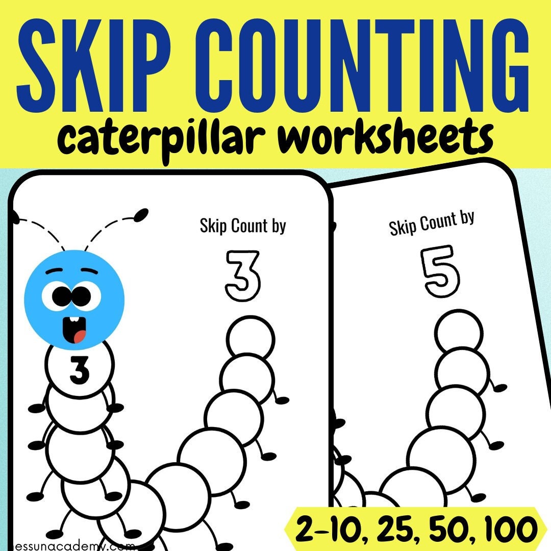 Skip Counting Worksheets Skip Count by 2 3 4 5 6 7 8 - Etsy