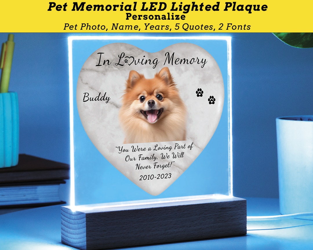 Personalized Light up Pet Memorial Plaque Gift for Dog and Cat Etsy